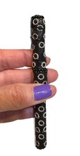 VTG 2005 NIB FLORAL REFILLABLE INK PEN BLACK SILVER CABOCHON ENDS MADE IN INDIA picture