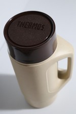 Vintage Thermos Model Tan Brown Insulated Bottle with Handle & Cup Norwich 12 In picture