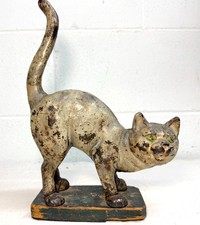 Rare antique 1920's Hubley Manufacturing Company heavy cast iron cat doorstop picture