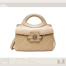 Valentino Orlandi Hand Bag.Beige. Crossbody Removable Strap. Quilted. New W/tags picture