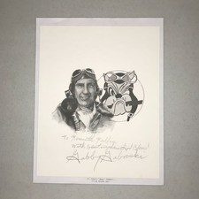 Gabby Gabreski Signed WWII Fighter Ace Portrait Inscribed Aviation Art picture