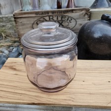 Antique Glass Jar With Lid 13 Panel 1910s picture