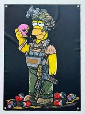 Homer Jay Simpson Ukrainian soldiers morale banner in Ukrainian military style picture