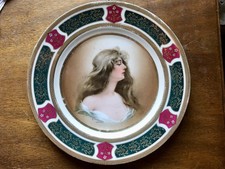 Antique Wheelock Vienna Austria Art Nouveau Beautiful lady Plate Platter Pretty picture