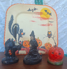 Set of 3 Vintage Miller Chalkware Halloween Figures picture