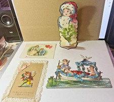 4 BEAUTIFUL ANTIQUE VALENTINES ONE IS POP UP SELLING AS IS  picture