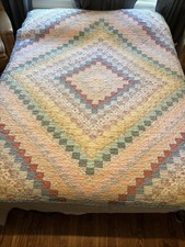 Vintage Commercial Quilt Trip Around The World Floral Pastel Patchwork  77 X 62 picture