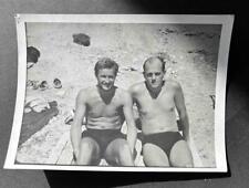 Original Photo 2 Handsome Men Swim trunks Beach Gay picture