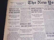 1932 JUNE 19 NEW YORK TIMES - DEMOCRATS FACE FOUR BATTLES AT CONVENTION- NT 6990 picture
