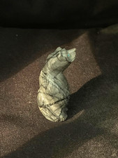 NATIVE AMERICAN-VINTAGE-STANDING BEAR FETISH-TYLER QUAM, ACCLAIMED ZUNI CARVER picture