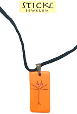Stick Jewelry Bone Leather Columbian Native Amerindian Necklace Orange Dragonfly picture