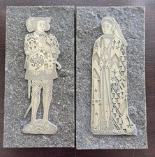 Vtg Brass Rubbing Plaques Sir Ralph Verney & Lady Elizabeth Westminster Abbey picture