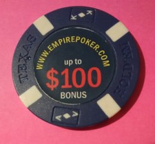 EMPIRE POKER UP TO $100.00 ADVERTISING POKER CHIP GREAT FOR ANY COLLECTION picture
