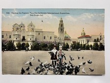Vintage 1910 Feeding The Pigeons Panama-CA Exposition San Diego CA Postcard picture
