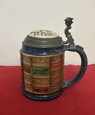 Antique 1894 Mettlach Book Spines Business People Beer Stein 1/2L #2001K picture