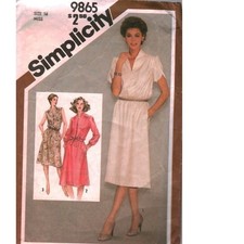 Vintage 1980s Simplicity 9865 Pullover Dress Sewing Pattern Size 14 Retro Boho picture