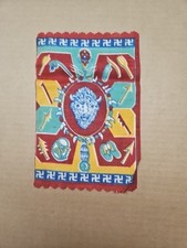 Antique 1910s Tobacco Felt 8.5x5.75 Buffalo Head Rug Pattern Whirling Log picture