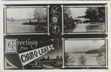 RPPC Chain O' Lakes Wisconsin Multi View Real Photo Postcard 1923 picture