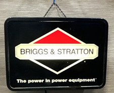 Vintage Briggs & Stratton Hanging Lighted Advertising Sign Black Red White-Works picture