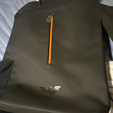 Emporio Armani Black Nylon Backpack Logo Accents Zip Closure picture