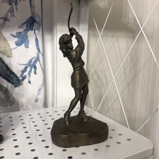 Antique Female Golfing Bronze Statue,  9 In Tall Lady golfer PGA picture