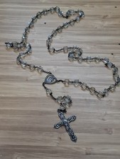 Vintage Sterling Silver Crystal Bead Catholic Rosary Madonna Child Crucifix 925 picture
