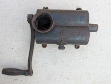 WI Barn Antique Primitive Cast Iron Tobacco Cutter Shredder Hand Crank 13 1800s picture