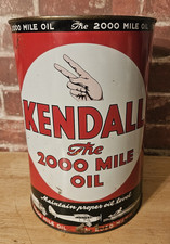 VINTAGE 5 Qt. KENDALL THE 2000 MILE MOTOR OIL CAN - ORIGINAL picture