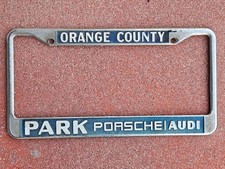 Vintage 1970 Park Porsche Audi Orange California dealership License frame SCARCE picture