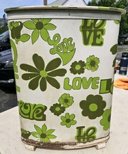 1960’s 70's Pearl Wick Rare Vintage Psychedelic Flower Power Love Wicker Hamper picture