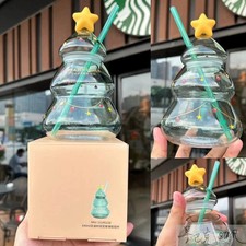 Starbucks 2022 China Christmas Tree 22oz Glass Straw Cup gift picture