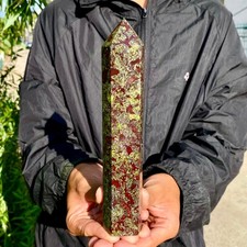 1.43LB Natural Dragon Blood Stone Quartz Crystal Obelisk Wand point Healing picture