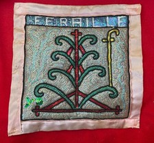 Haitian Vodou Vintage Beaded Drapo Flag ~  Ogou Féraille Veve picture
