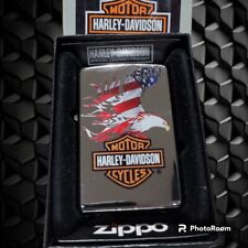 NEW Vintage Harley Davidson Zippo Lighter Eagle American Flag - NEW WITH STICKER picture