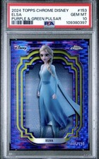 Topps 2024 Topps Chrome Disney Frozen Elsa #153 Purple & Green Pulsar PSA 10 picture