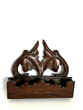 Antique Black Forest Carved Walnut Wood Wall Letter Holder Folk Art Germany picture