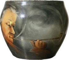 Tressemanes & Vogt T&V Limoges French Art Nouveau Signed Smoking Man Jar Vase picture