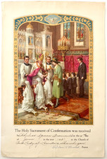 1931 Catholic Confirmation Certificate Arsenault Skowhegan Maine Lithograph picture