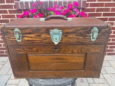 Vintage Union 7 Drawer Oak Wood Machinist Chest Tool Box Antique Chest with keys picture