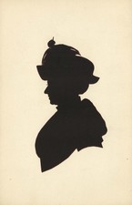 Antique Edwardian Hand Cut Paper Silhouette Postcard Mature Aristocratic Lady picture