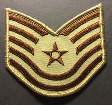 USAF TECHNICAL SERGEANT Tsgt E-6 DCU DESERT 4” Rank Patch Air Force Embroidered  picture