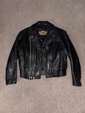 Harley Davidson Men’s Black Leather Jacket Size Medium Vintage picture