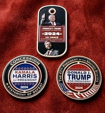 Rare Authentic President Donald Trump & JD Vance 2024 Campaign Challenge Coins picture