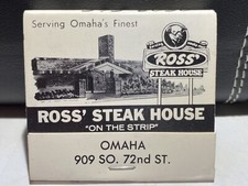 ROSS STEAK HOUSE OMAHA Full Unstruck Vintage Matchbook Advertising Z picture