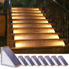Solar Stair Lights,Warm White Outdoor Step Lights IP67 Waterproof Auto On Off... picture