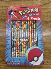 Pokemon 14 Pencil Pack Real Wood 1996 Rose art Sealed Rare picture