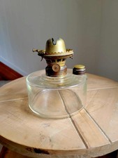 Antique 1868 Bradley's Security Oil Kerosene Lamp Glass Font & Burner  picture