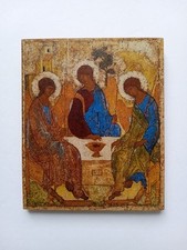 Holy Trinity Orthodox Christian Wooden Icon | Handmade picture