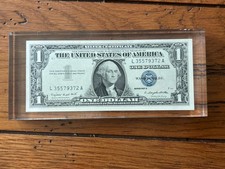 Vintage 1957 A  $1 US Silver Certificate One Dollar ACRYLIC PAPER WEIGHT picture