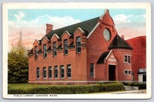 South Gardiner Antique Maine Postcard GARDINER Public Library White Border 1920 picture
